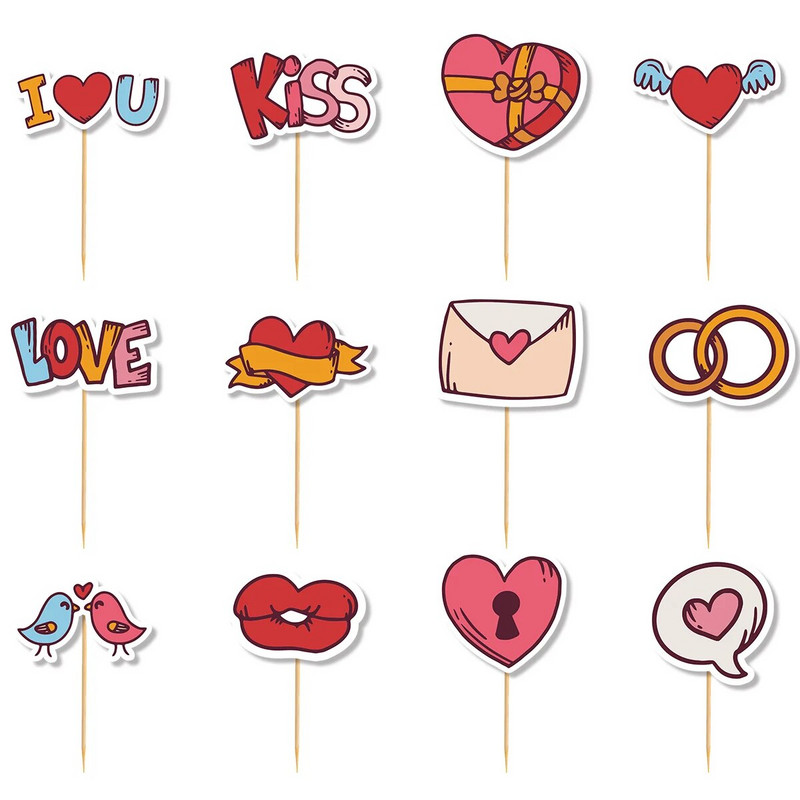 12/24 tk Head sõbrapäeva koogitops Sweet Heart Armastan Sind Minu sõbrapäeva kooki vali pulma kihluspeo tordikaunistus