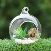 1 db tölthető csecsebecse, átlátszó üveggolyó mikrotáj tartó nyitott szájú növénycserép akasztós/asztali karácsonyi dekorációs palackos kézműves