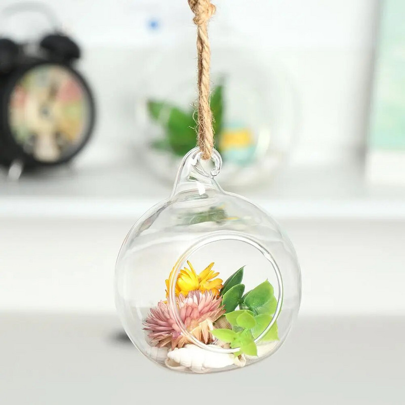 1 db tölthető csecsebecse, átlátszó üveggolyó mikrotáj tartó nyitott szájú növénycserép akasztós/asztali karácsonyi dekorációs palackos kézműves