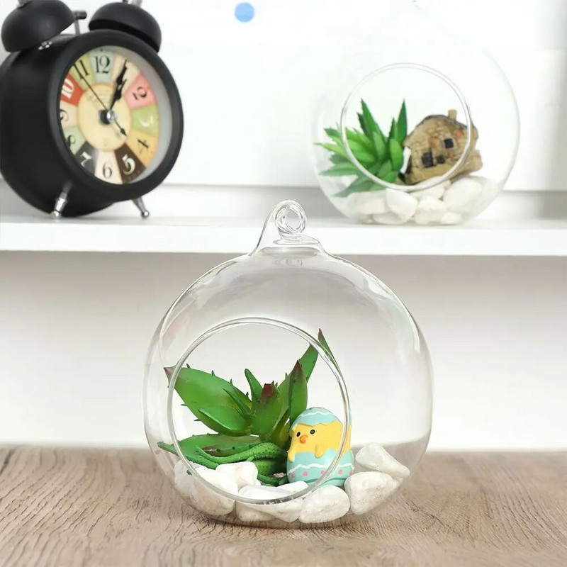 1 db tölthető csecsebecse, átlátszó üveggolyó mikrotáj tartó nyitott szájú növénycserép akasztós/asztali karácsonyi dekorációs palackos kézműves