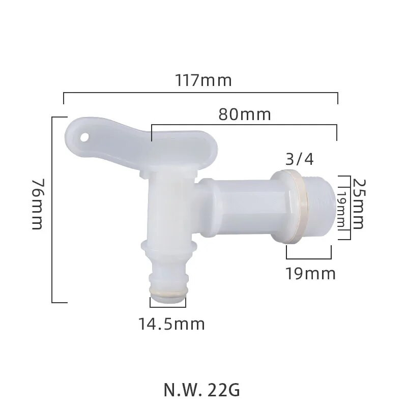 S60x6 keermega plastikust IBC paagi kraan kuni 1/2" kodupistiku silindriliigendi väljalaskesegisti lüliti IBC liitmiku aiavooliku ühendus