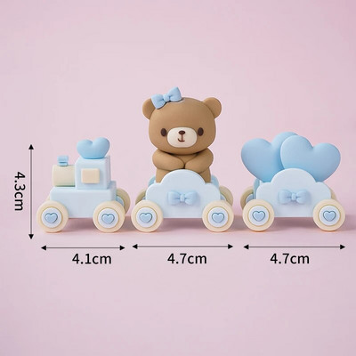 Karu koogikatted roosad sinised karukuju nukk poisstüdruk, õnnelik 1. sünnipäeva tordikaunistus Baby Shower Karuteemalised peokaunistused