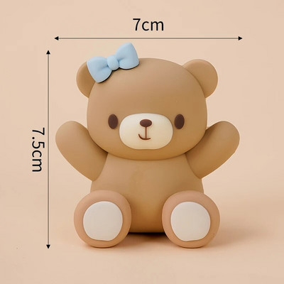 Karu koogikatted roosad sinised karukuju nukk poisstüdruk, õnnelik 1. sünnipäeva tordikaunistus Baby Shower Karuteemalised peokaunistused