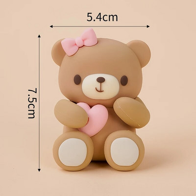 Karu koogikatted roosad sinised karukuju nukk poisstüdruk, õnnelik 1. sünnipäeva tordikaunistus Baby Shower Karuteemalised peokaunistused