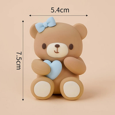 Karu koogikatted roosad sinised karukuju nukk poisstüdruk, õnnelik 1. sünnipäeva tordikaunistus Baby Shower Karuteemalised peokaunistused