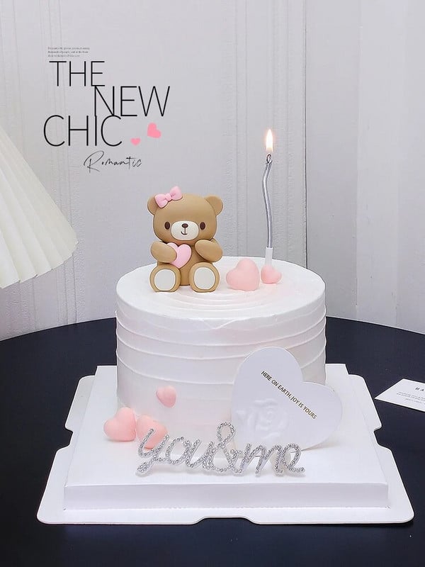 Karu koogikatted roosad sinised karukuju nukk poisstüdruk, õnnelik 1. sünnipäeva tordikaunistus Baby Shower Karuteemalised peokaunistused