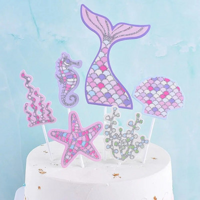 6db Mermaid Starfish tortafesték dekor Mermaid Cupcake topper boldog születésnapot babazuhany esküvői torta party kellékek