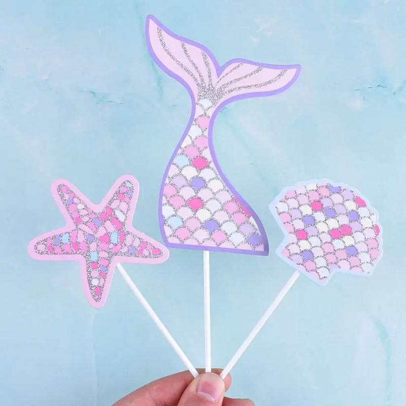 6db Mermaid Starfish tortafesték dekor Mermaid Cupcake topper boldog születésnapot babazuhany esküvői torta party kellékek