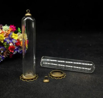 3 бр. 60*12 мм висококачествени буркани с форма на камбана с дантелена тава 6 мм капачка стъклен флакон висулка Направи си сам стъклена бутилка капак куполен контейнер