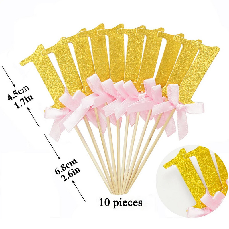 10db 1 és 6db One Cupcake Topper Kislány Fiú 1. Születésnapi Party dekoráció Első Születésnapi Tortafeltöltő