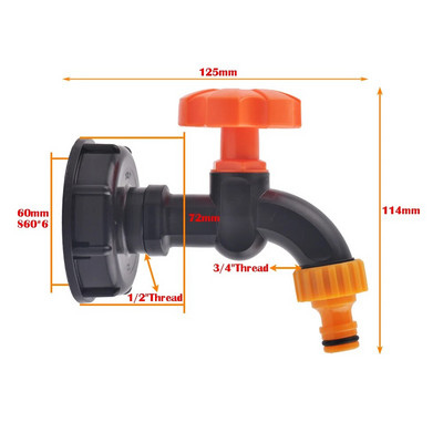 Filtripress S60X6 IBC paagi adapter aiavooliku kraan pikendada pistikut paagi adapter aiavooliku muda töötlemine