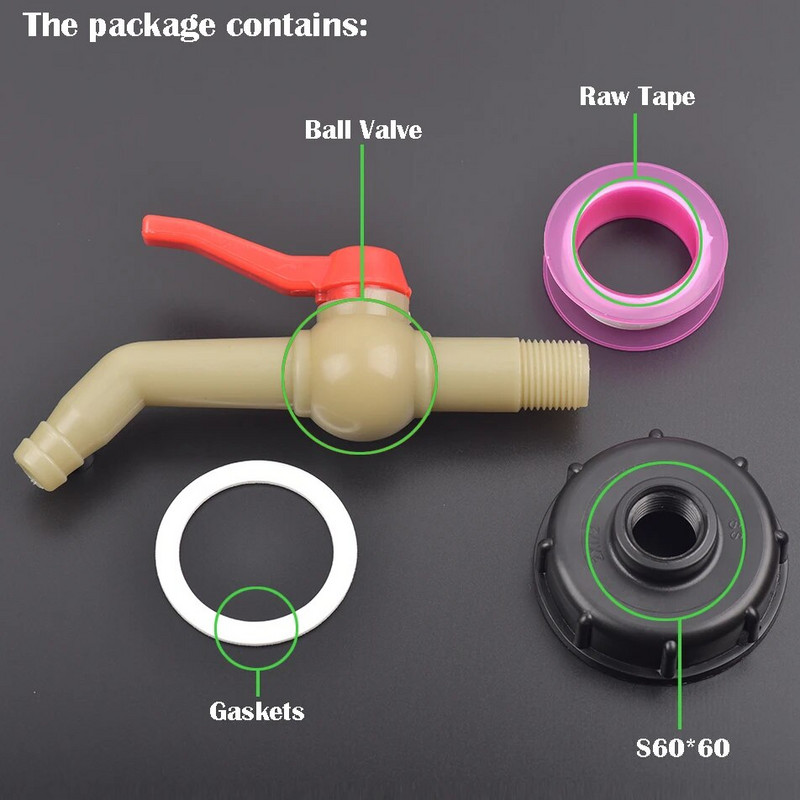 Filtripress S60X6 IBC paagi adapter aiavooliku kraan pikendada pistikut paagi adapter aiavooliku muda töötlemine