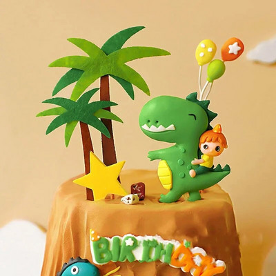 Сладък динозавър за рожден ден Caketopper Happy One 123st Birthday Dinosaur Party Cake Decor Happy Dino Birthday Caketopper Kids Favor