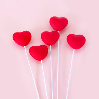 10 τμχ Κόκκινο ροζ Heart Cupcake Toppers Love Valentine cake Επιλογές με θέμα την Ημέρα του Αγίου Βαλεντίνου Διακοσμήσεις τούρτας γάμου αρραβώνων