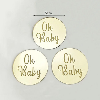 5/10 бр. Oh Baby Cake Toppers Its A Boy Girl Cupcake Toppers Златна акрилна украса за торта за Baby Shower Gender Reveal Party