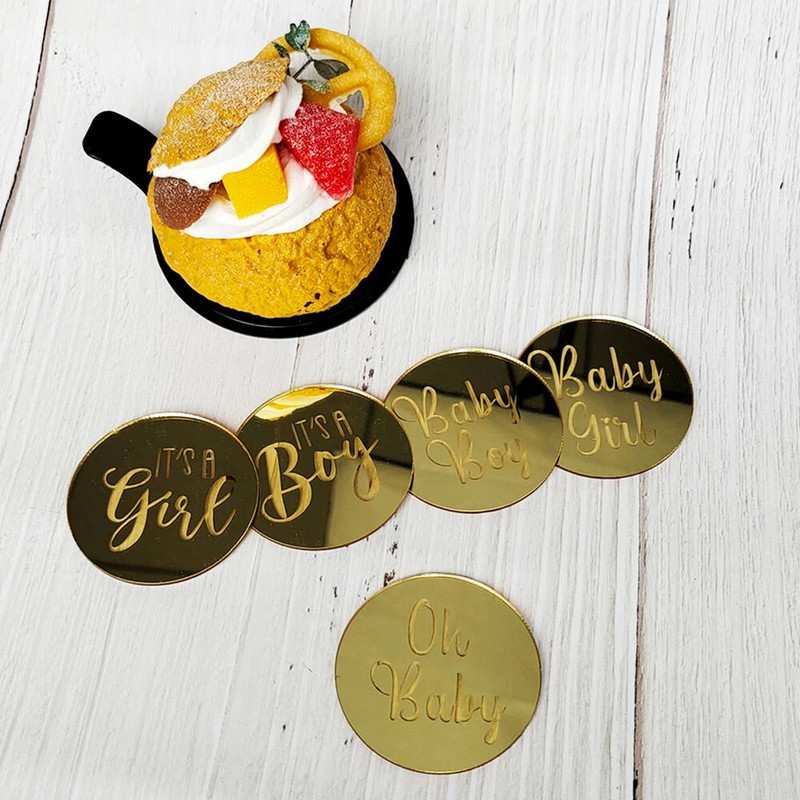 5/10 tk Oh Baby Cake Toppers See on poiss-tüdruku koogipealsed kullast akrüülist koogikaunistus beebiõhtuks Soo paljastav pidu