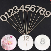 1db Csillogó ötvözet strasszos szám tortafeltétek Baby Shower születésnapi dekoráció esküvői arany ezüst digitális torták desszert dekoráció