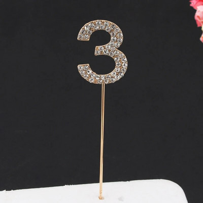 1db Csillogó ötvözet strasszos szám tortafeltétek Baby Shower születésnapi dekoráció esküvői arany ezüst digitális torták desszert dekoráció