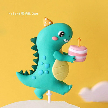 Διακόσμηση τούρτας γενεθλίων Dinosaur Riding Dragon Baby Birthday Cake Topper Kids Happy Jungle Dino Birthday Party Decor