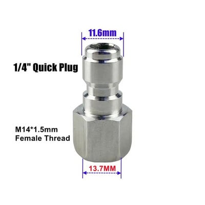 Mjedeni konektor za visokotlačni perač, adapter za pranje 1/4" ženski brzi spoj s navojem M14*1,5