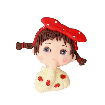 Сладко розово момиче Cake Topper Soft Taupo Point Bow Strawberry Игрива детска кукла Plug-in Party Dessert Cake Decoration Dress Up