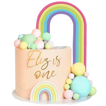 Rainbow Cake Topper Decoration for Baby Girl Birthday Party Cake Diy Boho Baby Shower Wedding Rainbows Διακοσμήσεις τούρτας Προμήθειες