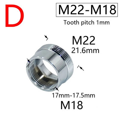 Vandens maišytuvo mova M16 M18 M20 M22 M24 M28 sriegio jungtis, skirta virtuvės ir vonios kambario priedams sidabrinė