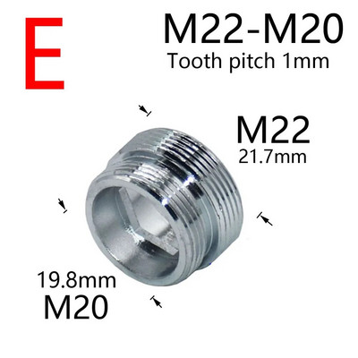 Vandens maišytuvo mova M16 M18 M20 M22 M24 M28 sriegio jungtis, skirta virtuvės ir vonios kambario priedams sidabrinė