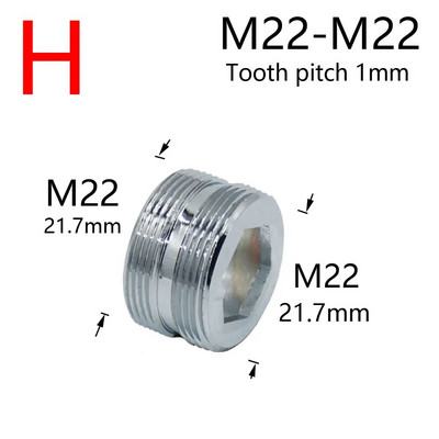 Vandens maišytuvo mova M16 M18 M20 M22 M24 M28 sriegio jungtis, skirta virtuvės ir vonios kambario priedams sidabrinė