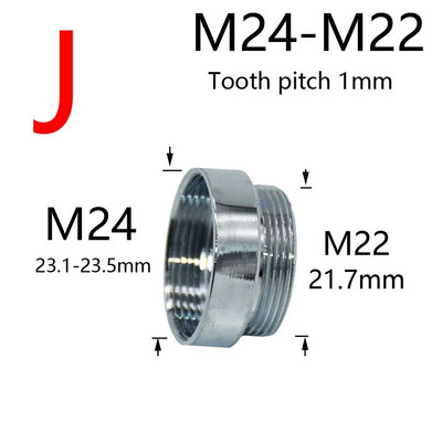 Vandens maišytuvo mova M16 M18 M20 M22 M24 M28 sriegio jungtis, skirta virtuvės ir vonios kambario priedams sidabrinė