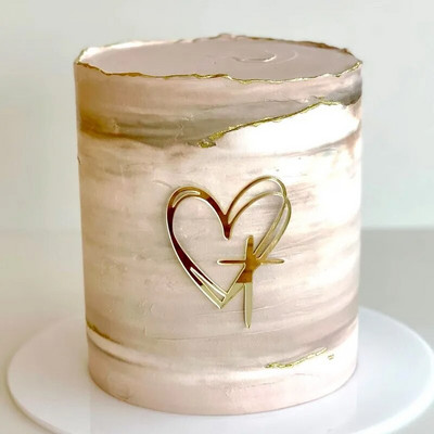 Love Wedding Cake Peace Kuldne Punane Love Heart Akrüülist pealistükk pulma-aastapäeva peotarbeks Koogikaunistusteks, laius 8 cm