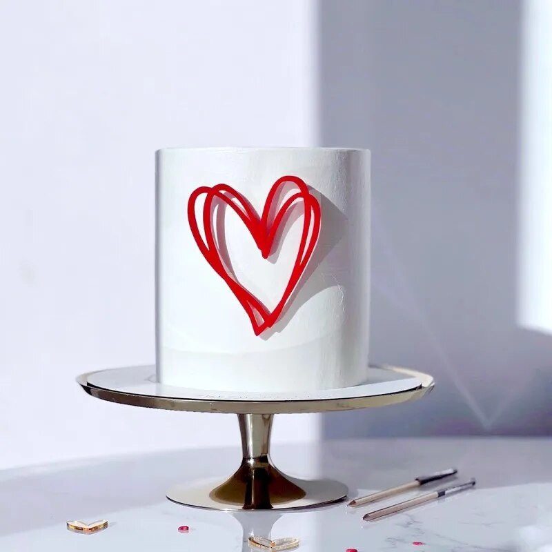 Love Wedding Cake Peace Kuldne Punane Love Heart Akrüülist pealistükk pulma-aastapäeva peotarbeks Koogikaunistusteks, laius 8 cm