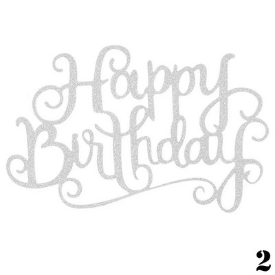 Zlatni i srebrni set ukrasa za sretan rođendan uz svijeću za tortu