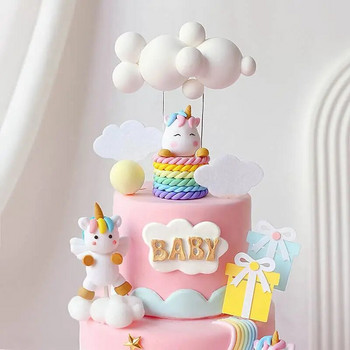 Сладка декорация на торта с еднорог Rainbow Birthday Unicorn Cake Cloud Children Baby Shower Kids 1st Birthday Party Dessert Ornament