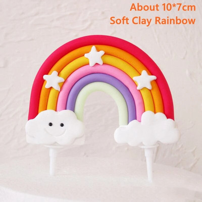 Aranyos egyszarvú tortadísz szivárvány születésnapi unikornis tortafelhő gyerekek babaváró gyerekeknek 1. születésnapi desszertdísz