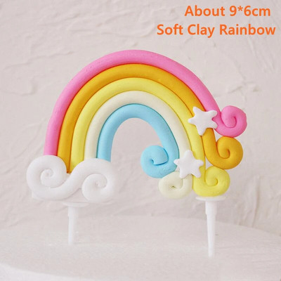 Aranyos egyszarvú tortadísz szivárvány születésnapi unikornis tortafelhő gyerekek babaváró gyerekeknek 1. születésnapi desszertdísz