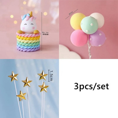 Aranyos egyszarvú tortadísz szivárvány születésnapi unikornis tortafelhő gyerekek babaváró gyerekeknek 1. születésnapi desszertdísz