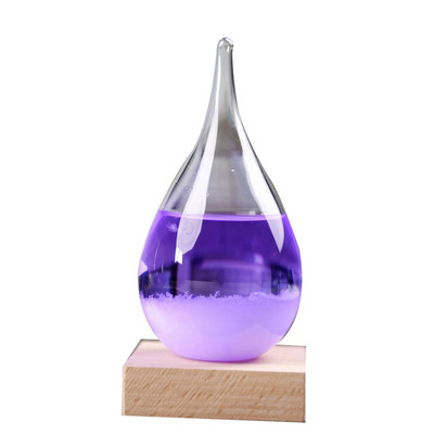 Átlátszó csepp alakú viharüveg időjárás-előrejelző palackok Dekoratív barométer palack fa alappal ajándékba