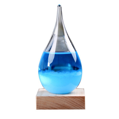 Átlátszó csepp alakú viharüveg időjárás-előrejelző palackok Dekoratív barométer palack fa alappal ajándékba