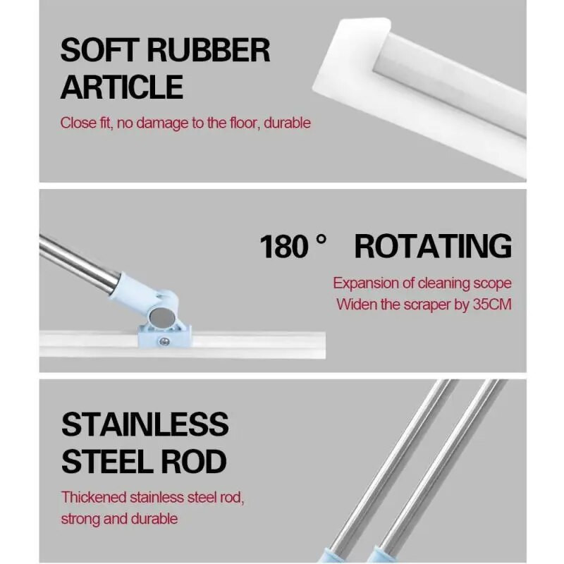 Mintiml® Professzionális Állítható Varázsseprű Ablaktisztító Vízlehúzó Törlő Gumi Seprő Padló- és Ablaktisztítóhoz 130cm