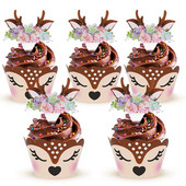 12/24 tk Multikas Sika Deer Cupcake ümbris Sarved paberist koogikatted Häid jõule jõulupüha uusaasta sünnipäevapeo kaunistus