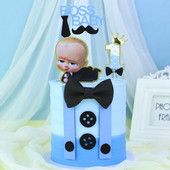 Új aranyos főnök Boldog születésnapi torta topper rajzfilm Baby Boy Cupcake Topper Baby Shower Fiúk Gyerekek születésnapi tortadíszek
