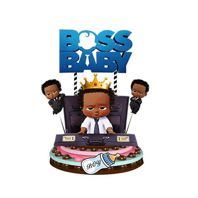 Új aranyos főnök Boldog születésnapi torta topper rajzfilm Baby Boy Cupcake Topper Baby Shower Fiúk Gyerekek születésnapi tortadíszek