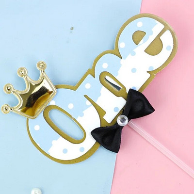 Új aranyos főnök Boldog születésnapi torta topper rajzfilm Baby Boy Cupcake Topper Baby Shower Fiúk Gyerekek születésnapi tortadíszek