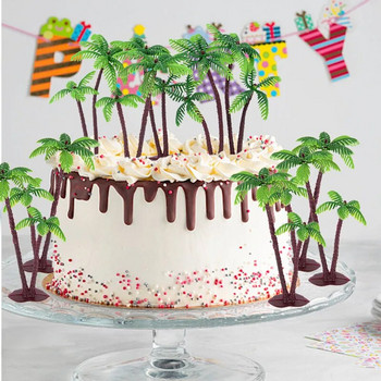 5/10бр. Топер за торта с кокосово дърво Зелена палма за кексчета за хавайски тропически детски душ Декорация за парти за рожден ден