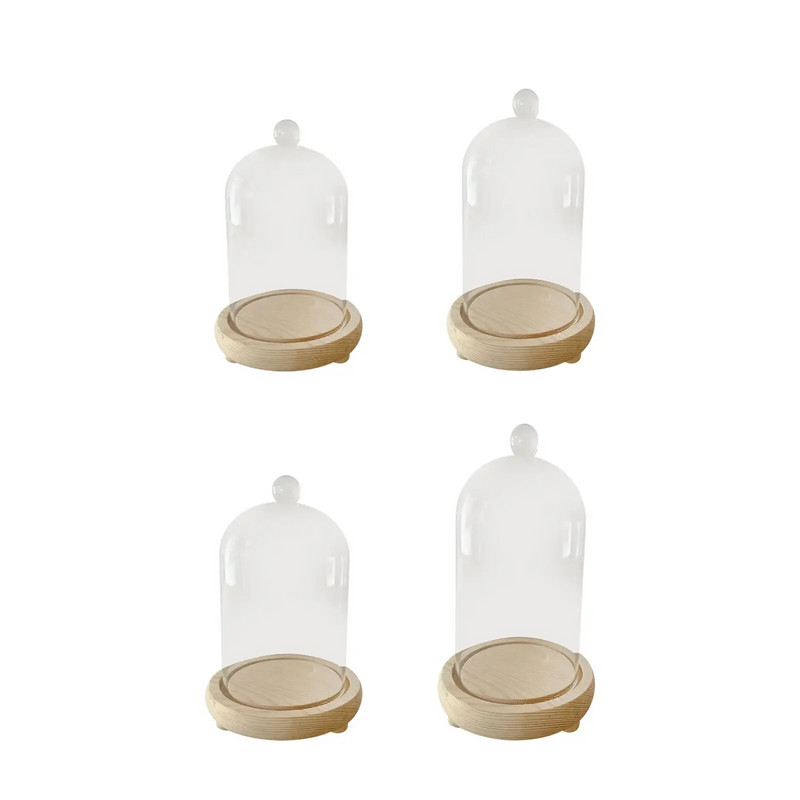 Cloche klaaskupliga ekraanikellapurk, dekoratiivne multifunktsionaalne maalähedane vitriin, puidust alus läbipaistev kate tehistaimede jaoks