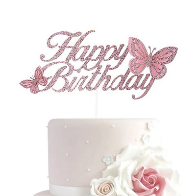 3D liblikaga sünnipäevakoogi magustoidukaunistus Õõnes läikiv paberist liblikaga koogitops Õnnejumalanna tüdrukute sünnipäevapeo kujundus