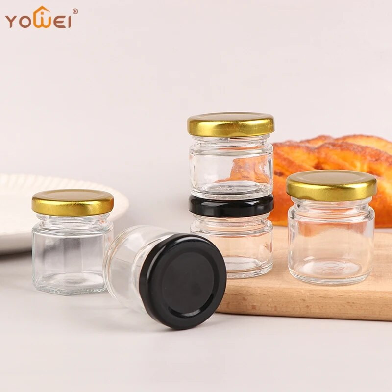 2 vnt Mini stiklinis medaus puodų rinkinys Mažas medaus puodukas Medaus puodukas su dangteliu, tinkamas kūdikių dovanoms vestuvėms ir vakarėliams medaus stiklainis