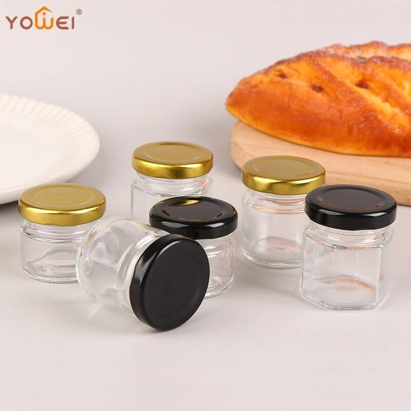 2 vnt Mini stiklinis medaus puodų rinkinys Mažas medaus puodukas Medaus puodukas su dangteliu, tinkamas kūdikių dovanoms vestuvėms ir vakarėliams medaus stiklainis