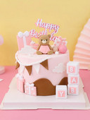 Sütő torta dekoráció dekoráció fonal platina gömb ív zászló Szerelem medve puha kerámia baba születésnapi desszert asztal